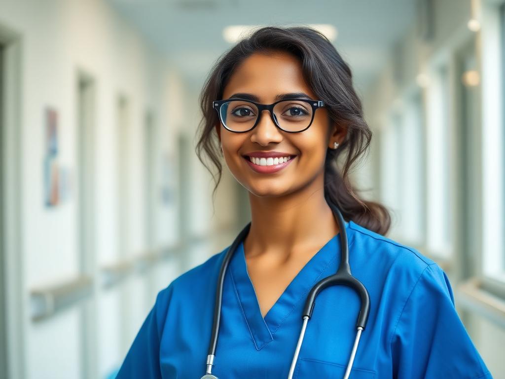 Nurse in a hospital corridor